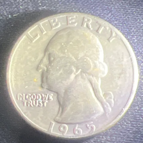 United States Washington quarter dollar (25 cents), dated 1965